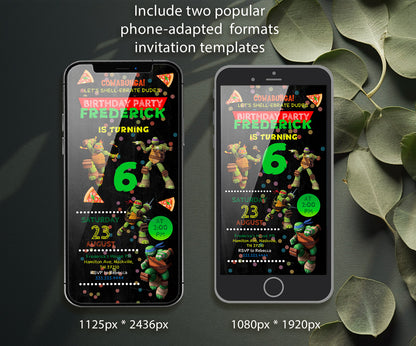 Teenage Mutant Ninja Turtles customizable invitation template | Share or Print | boy | DD658