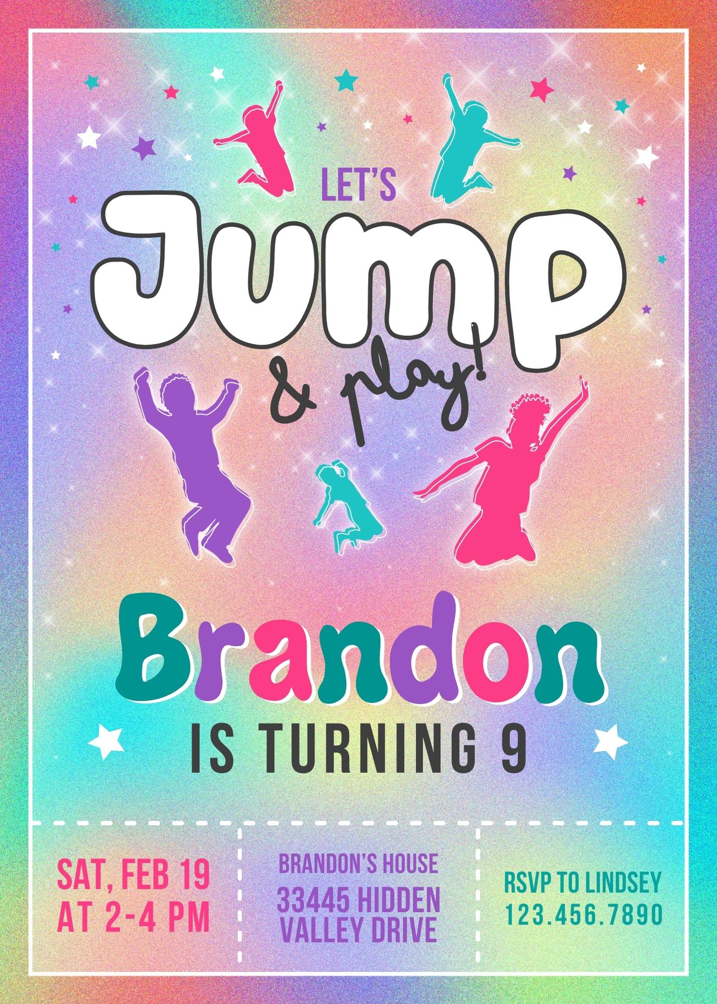 Trampoline Jump Party customizable invitation template | Share or Print | ZJ542