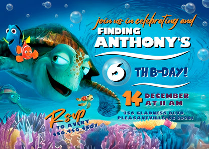 Finding Nemo customizable invitation template | Share or Print | YL786