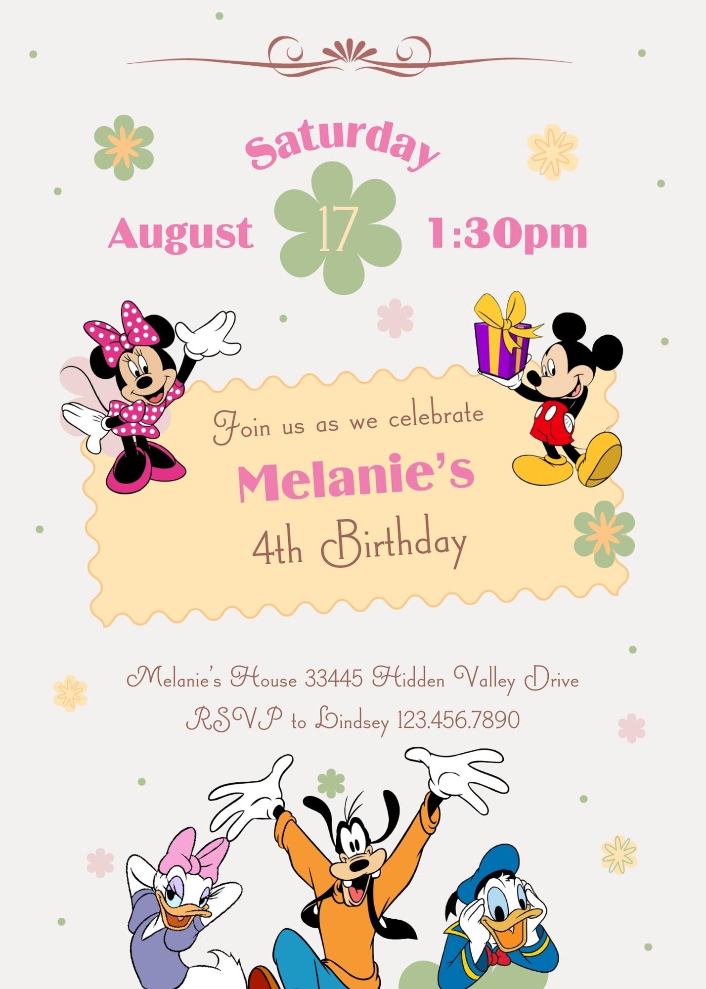 Mickey Mouse and Friends customizable invitation template | Share or Print | FW185