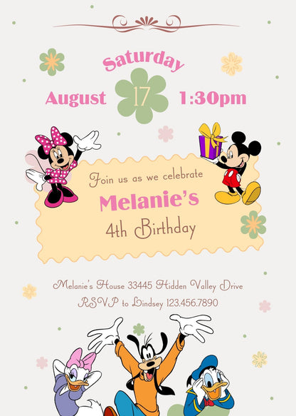 Mickey Mouse and Friends customizable invitation template | Share or Print | FW185