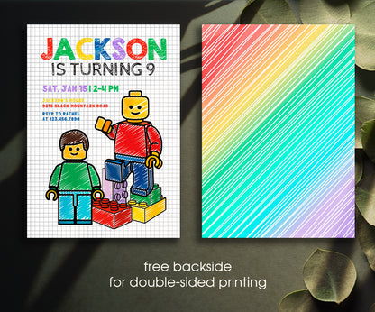 Lego Minifigures customizable invitation template | Share or Print | RT491