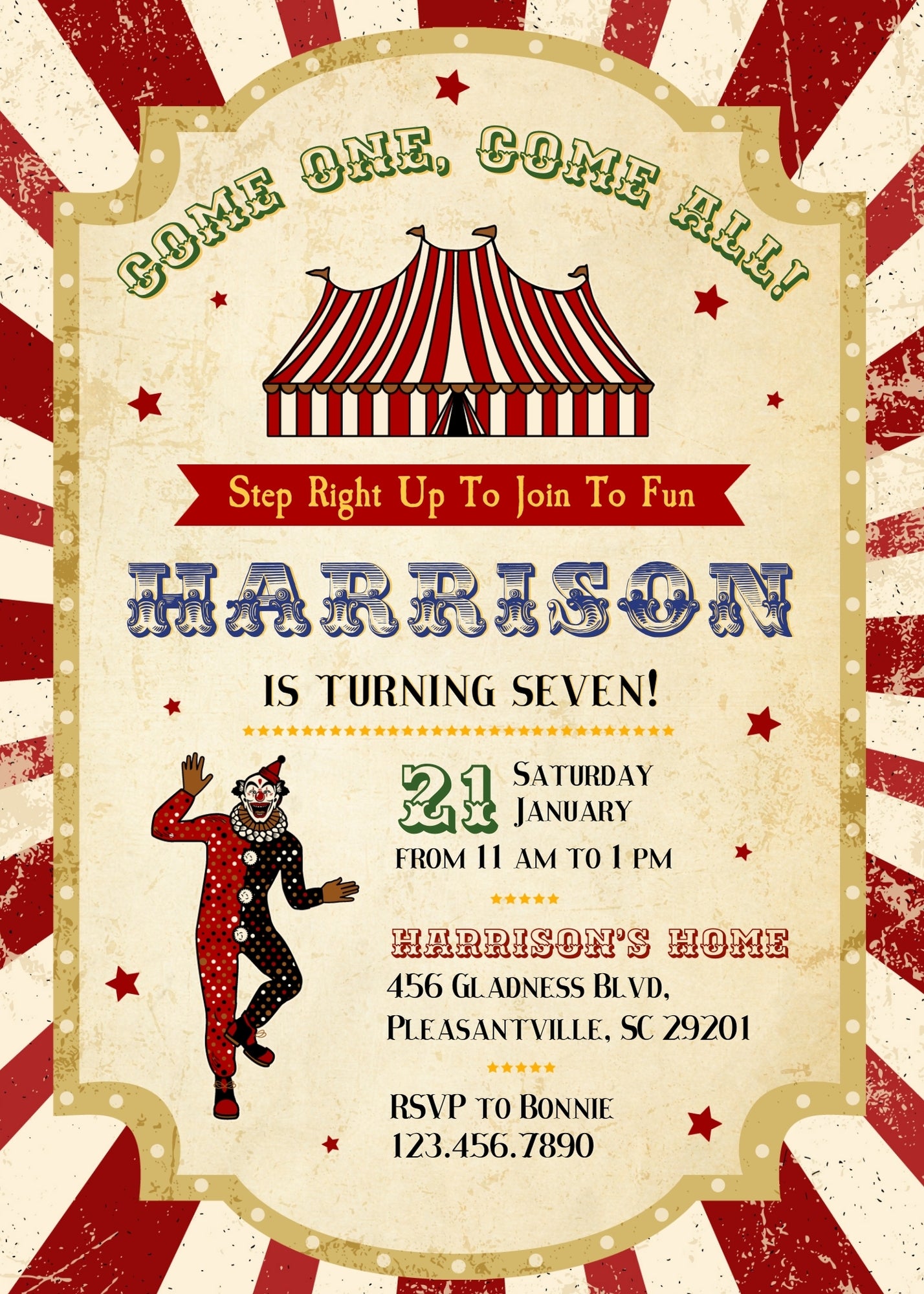Circus Carnival customizable invitation template | Share or Print | BF681
