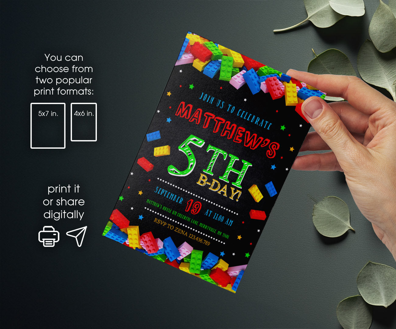 Lego customizable invitation template | Share or Print | RJ000