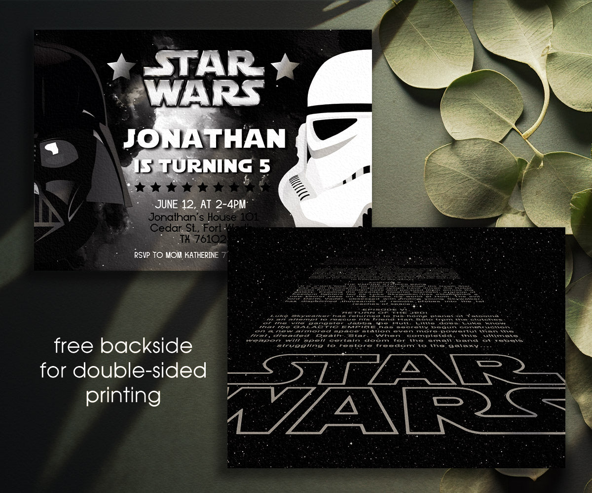 Star Wars Darth Vader customizable invitation template | Share or Print | boy | JW038