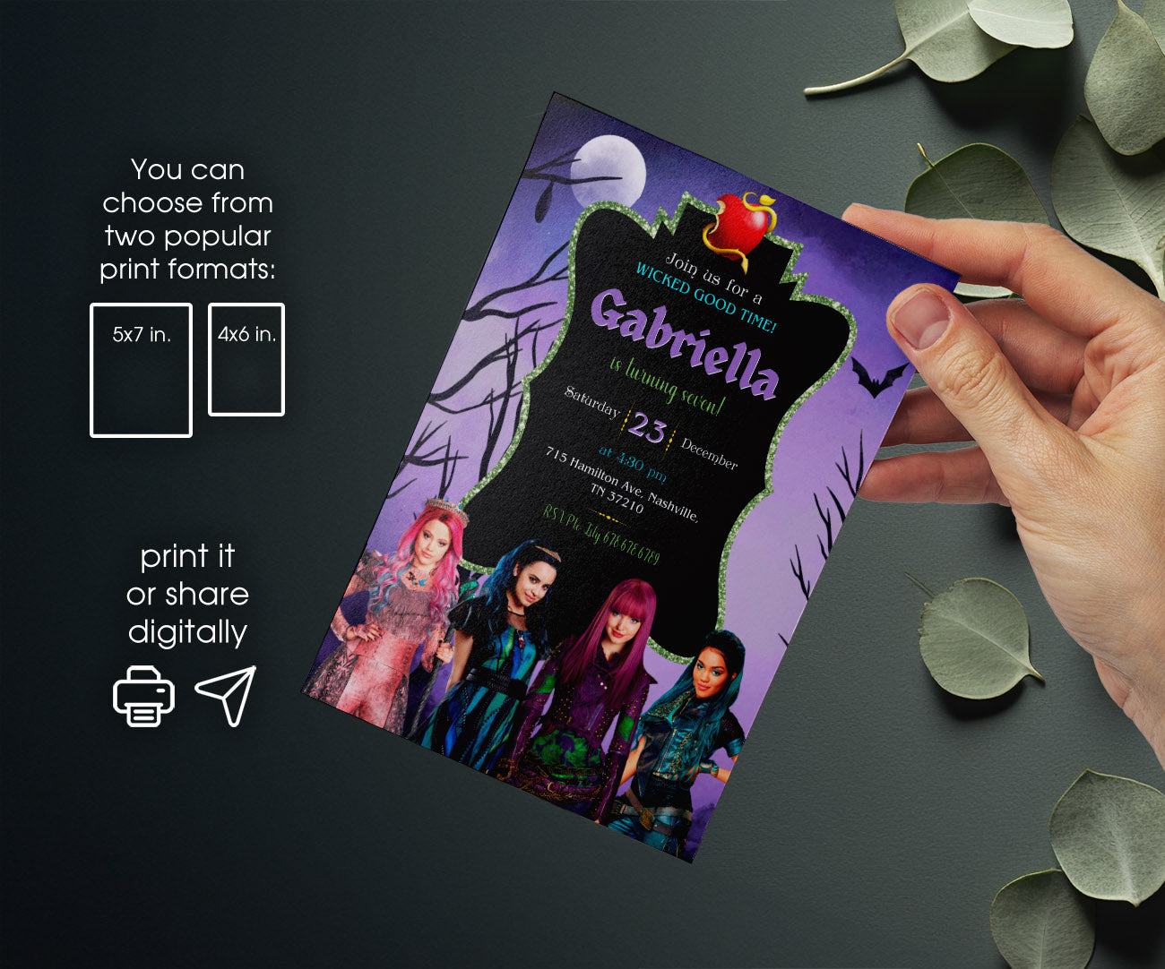 Descendants Disney customizable invitation template | Share or Print | VN064