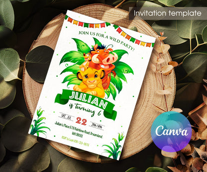 Lion King Simba customizable invitation template | Share or Print | BR487