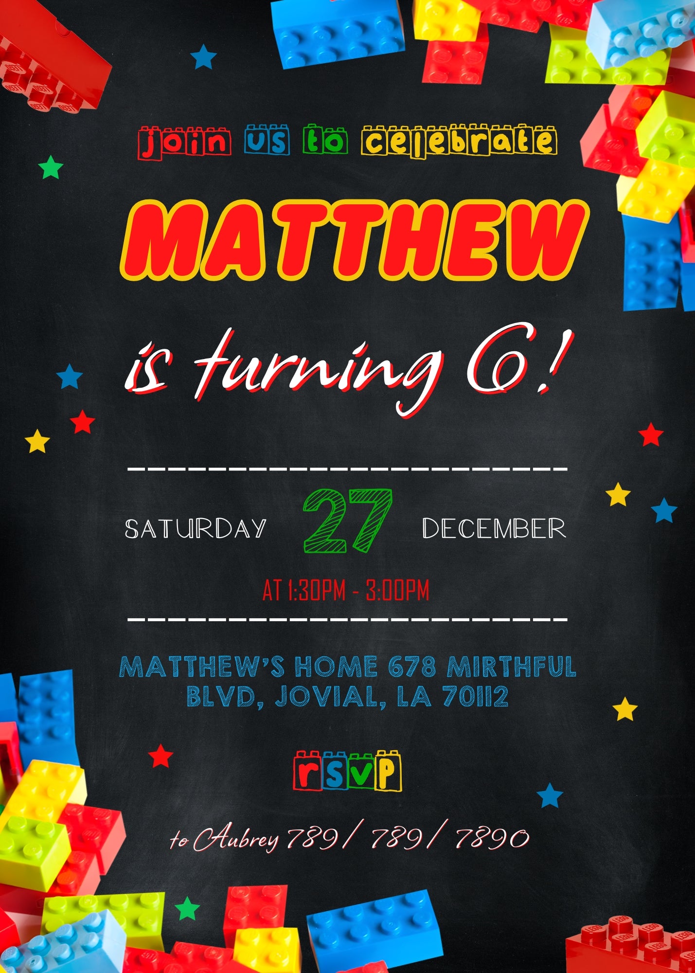 Lego customizable invitation template | Share or Print | RZ163