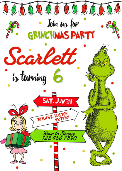 The Grinch  Merry Grinchmas customizable invitation template | Share or Print | MG601