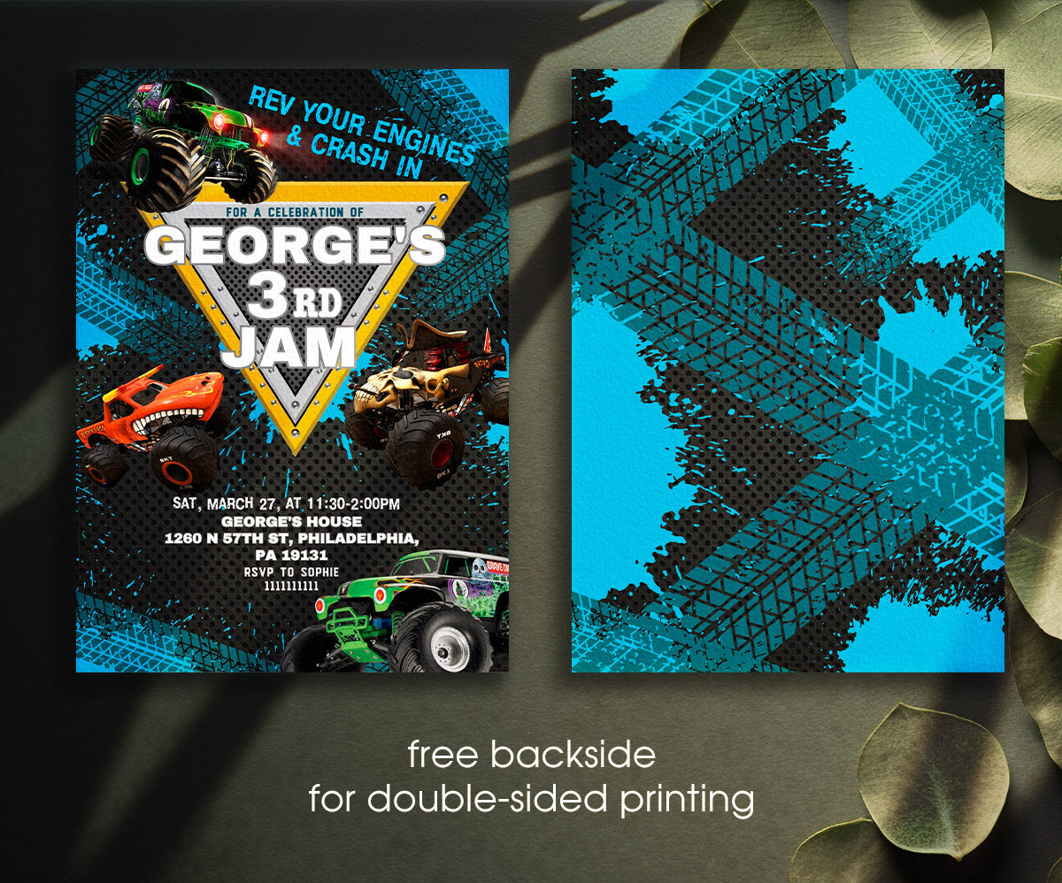 Monster Jam  Monster Truck customizable invitation template | Share or Print | boy | PC787