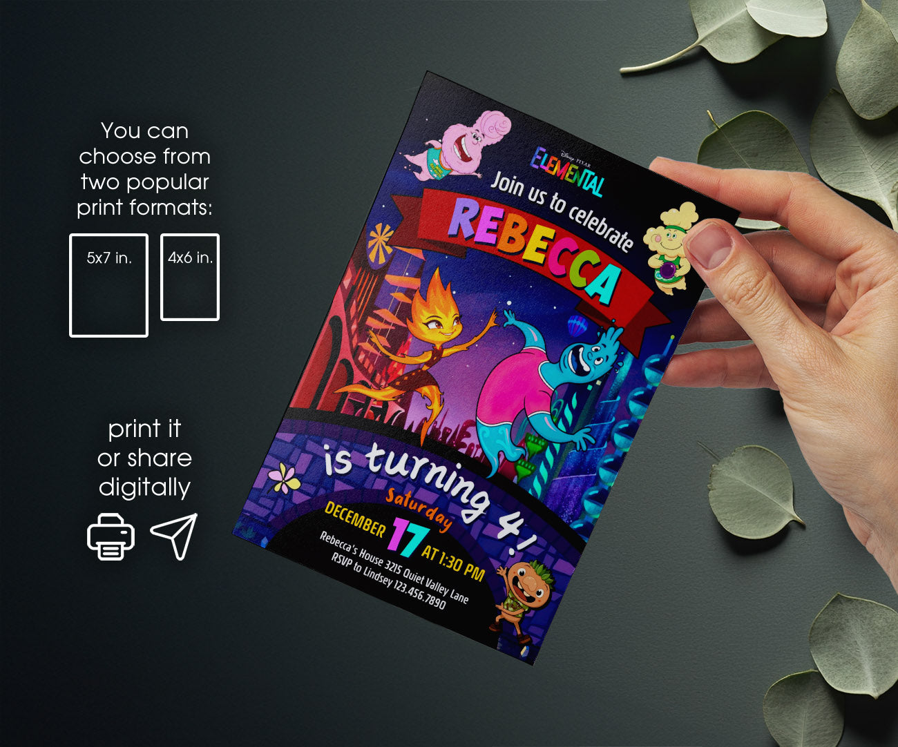 Elemental customizable invitation template | Share or Print | WD429