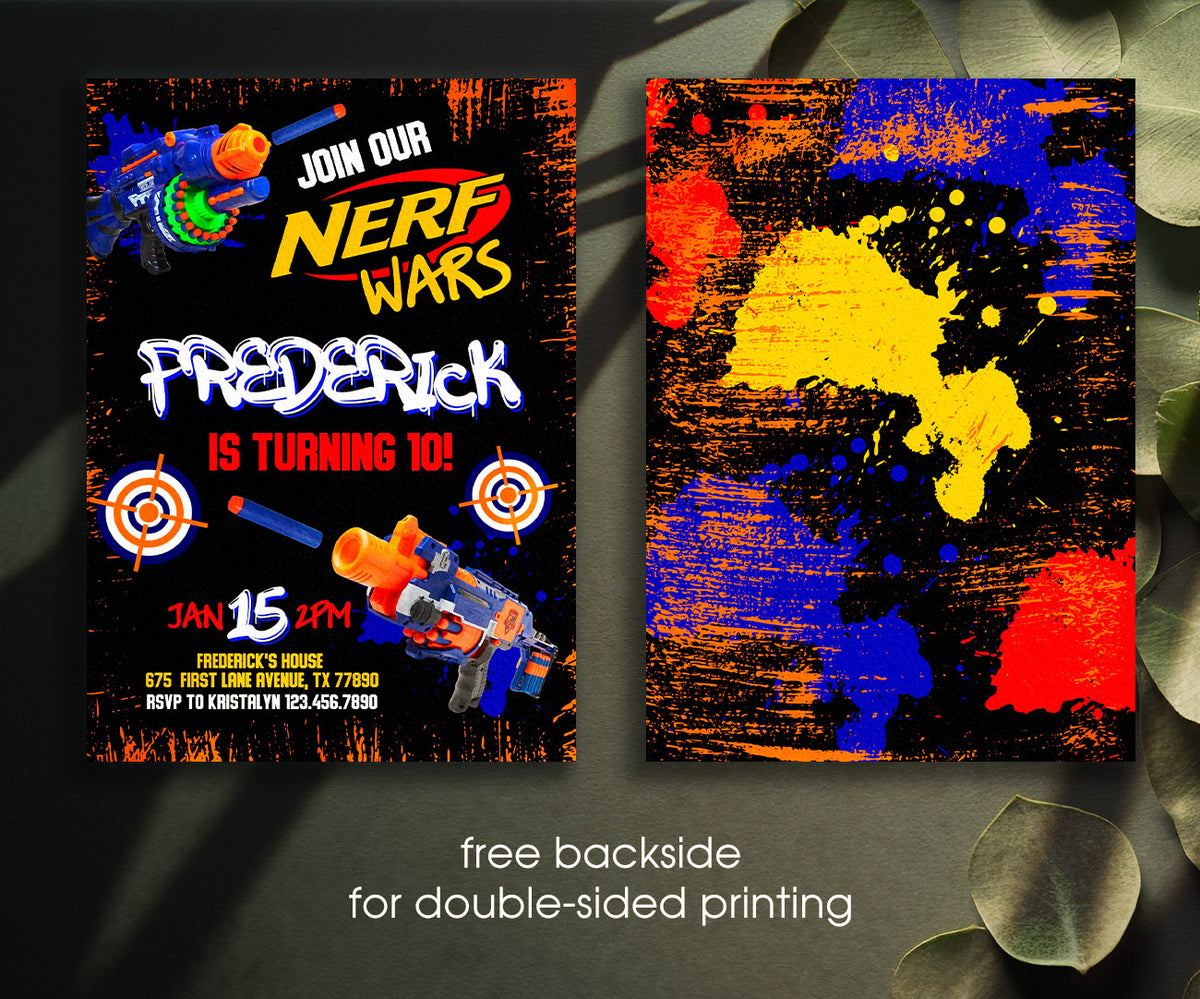 NERF Dart Wars customizable invitation template | Share or Print | boy | HA897