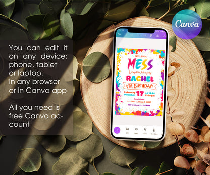 Art Dress For A Mess customizable invitation template | Share or Print | girl | LJ273