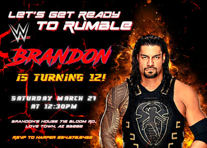 Wrestling WWE WrestleMania customizable invitation template | Share or Print | boy | OE678