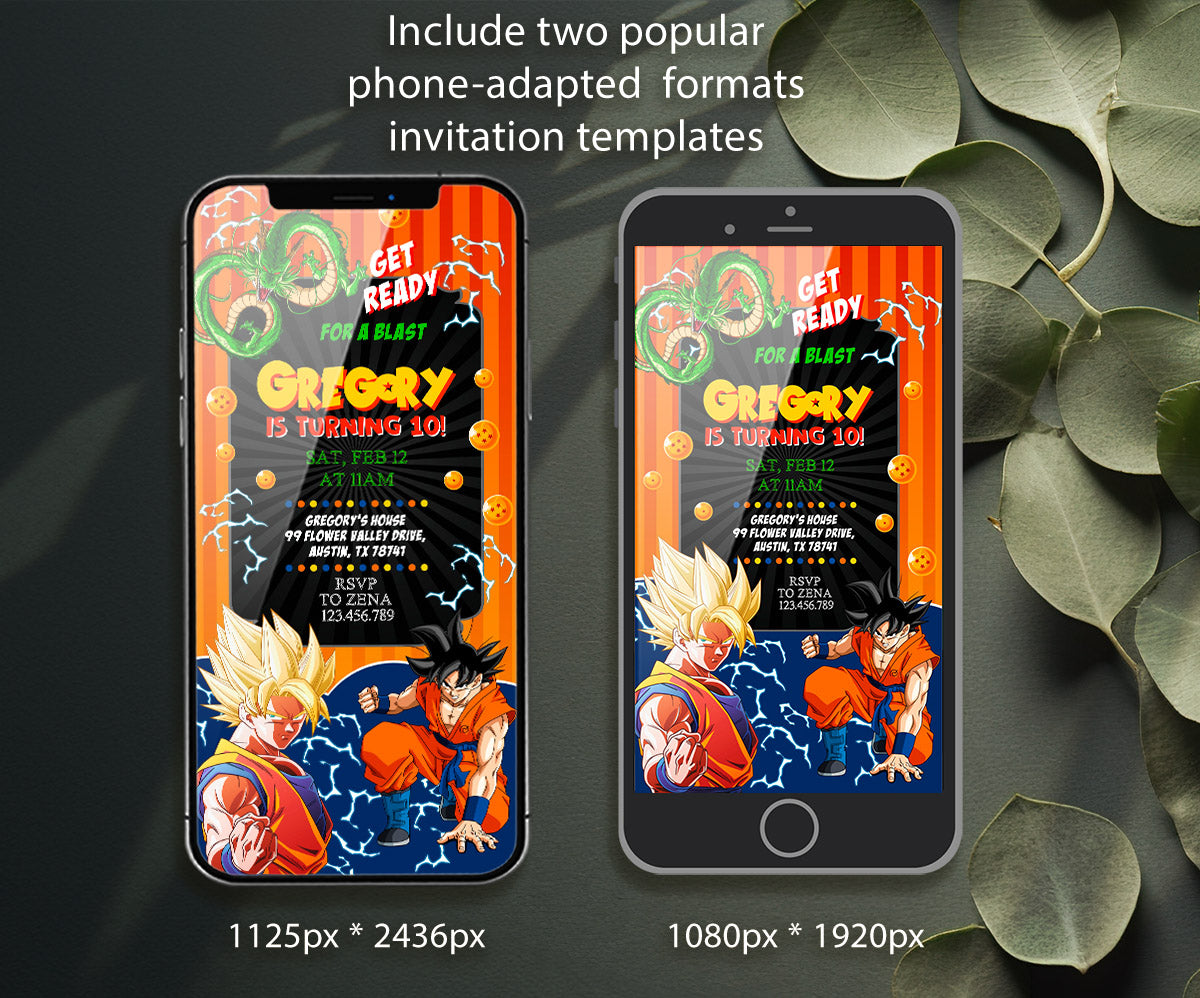 Dragon Ball Z Anime customizable invitation template | Share or Print | boy | OJ121