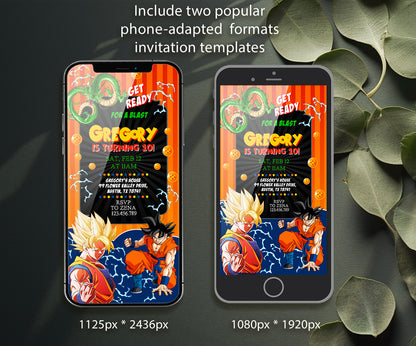 Dragon Ball Z Anime customizable invitation template | Share or Print | boy | OJ121