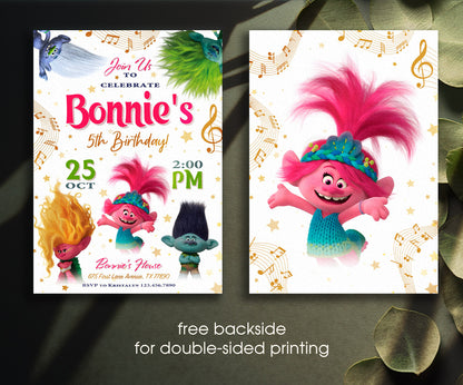 Trolls Poppy customizable invitation template | Share or Print | VN083
