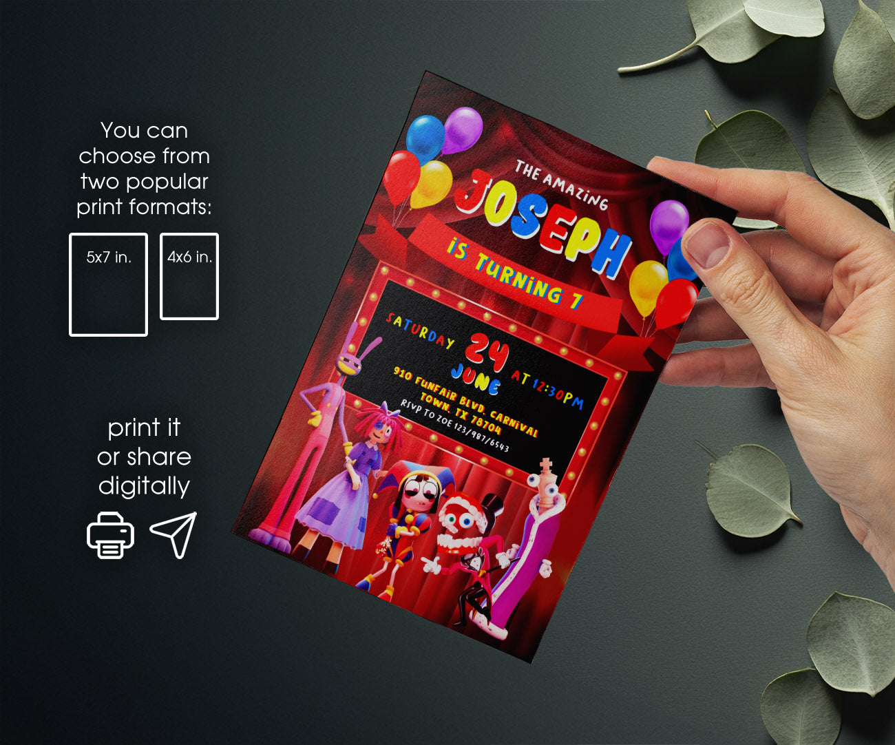 The Amazing Digital Circus customizable invitation template | Share or Print | SX184