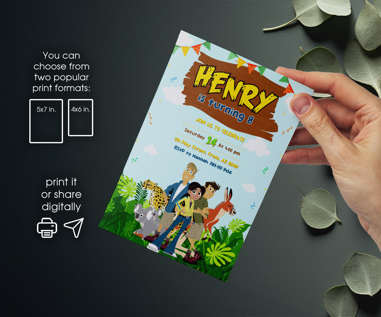 Wild Kratts Creature Hero customizable invitation template | Share or Print | RC210