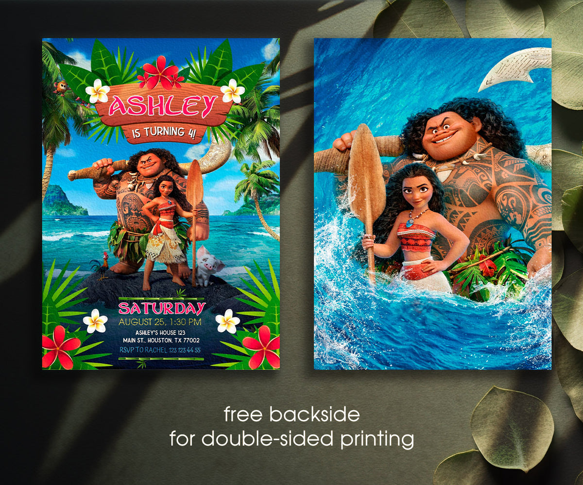 Moana Princess customizable invitation template | Share or Print | girl | UG945