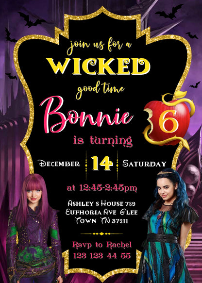 Descendants Disney customizable invitation template | Share or Print | YK851
