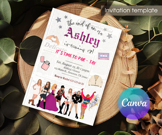 Taylor Swift Eras Tour customizable invitation template | Share or Print | girl | UU599
