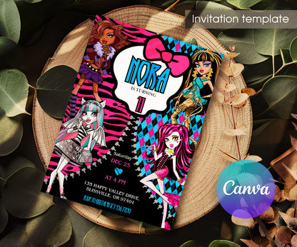 Monster High customizable invitation template | Share or Print | girl | VE336