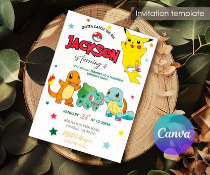Pokemon Pikachu customizable invitation template | Share or Print | ZF998