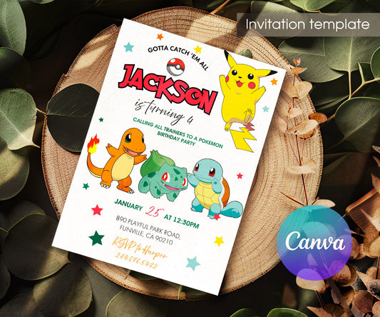 Pokemon Pikachu customizable invitation template | Share or Print | ZF998