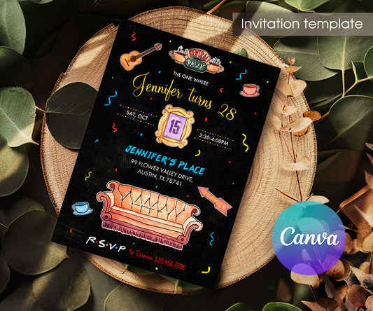 Friends TV Show customizable invitation template | Share or Print | FM031