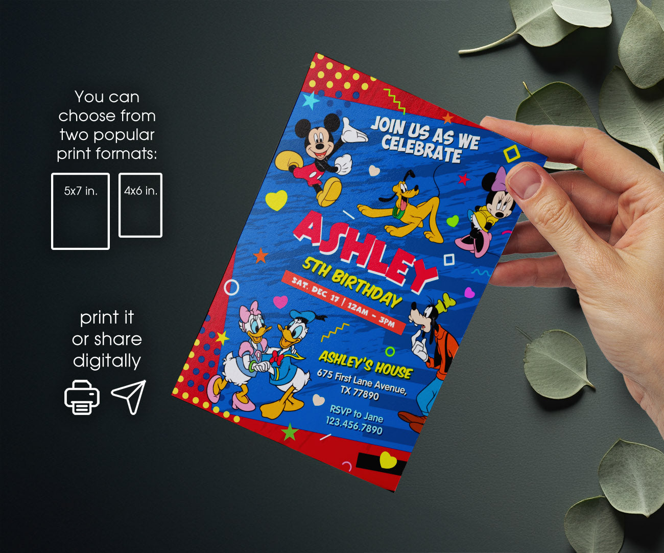 Clubhouse Mickey Mouse customizable invitation template | Share or Print | RU695