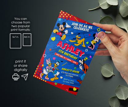 Clubhouse Mickey Mouse customizable invitation template | Share or Print | RU695