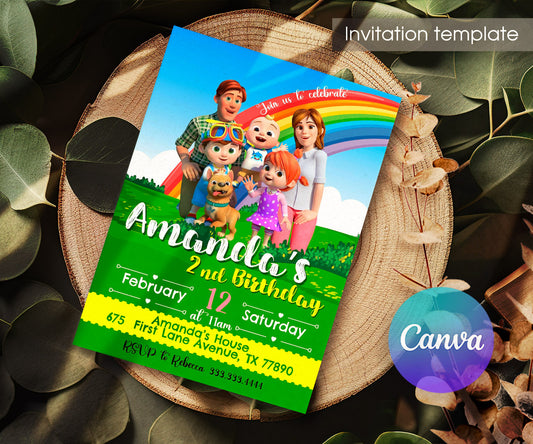 Cocomelon customizable invitation template | Share or Print | XS497