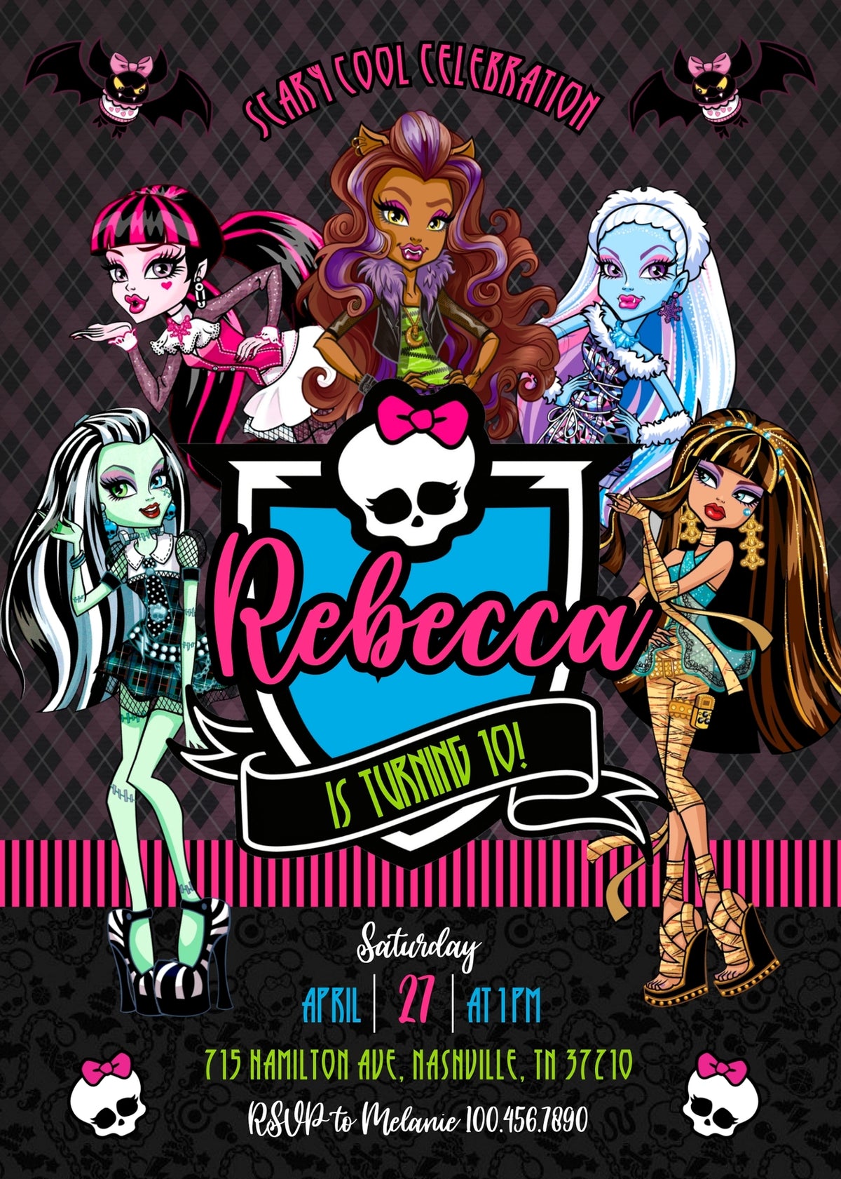 Monster High customizable invitation template | Share or Print | girl | CK080