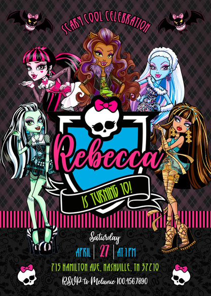 Monster High customizable invitation template | Share or Print | girl | CK080