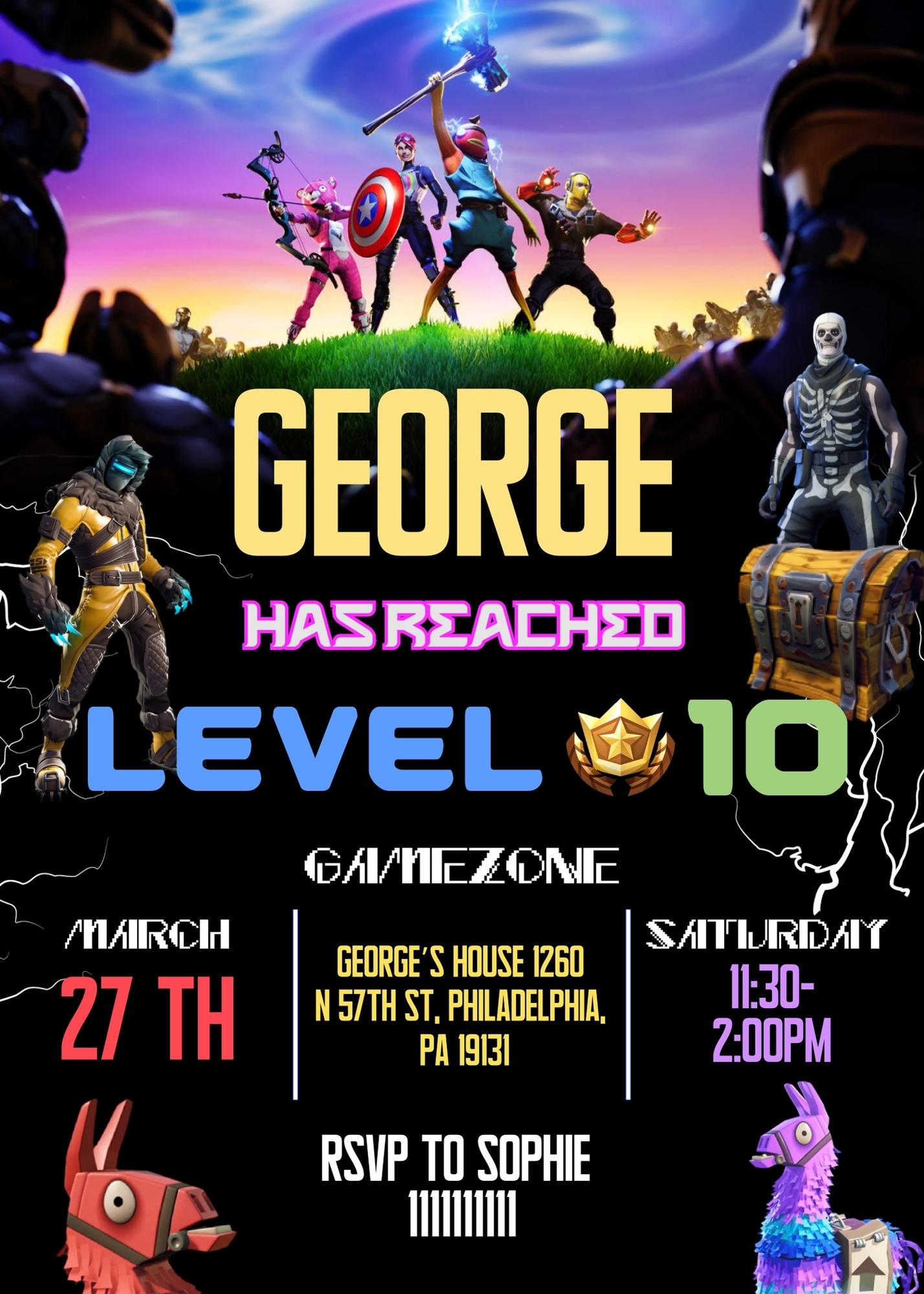 Fortnite Gamer customizable invitation template | Share or Print | boy | FP049