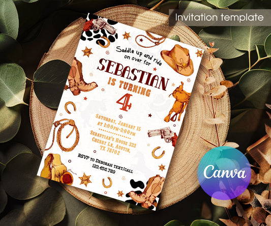 Cowboy Rodeo customizable invitation template | Share or Print | boy | WL764