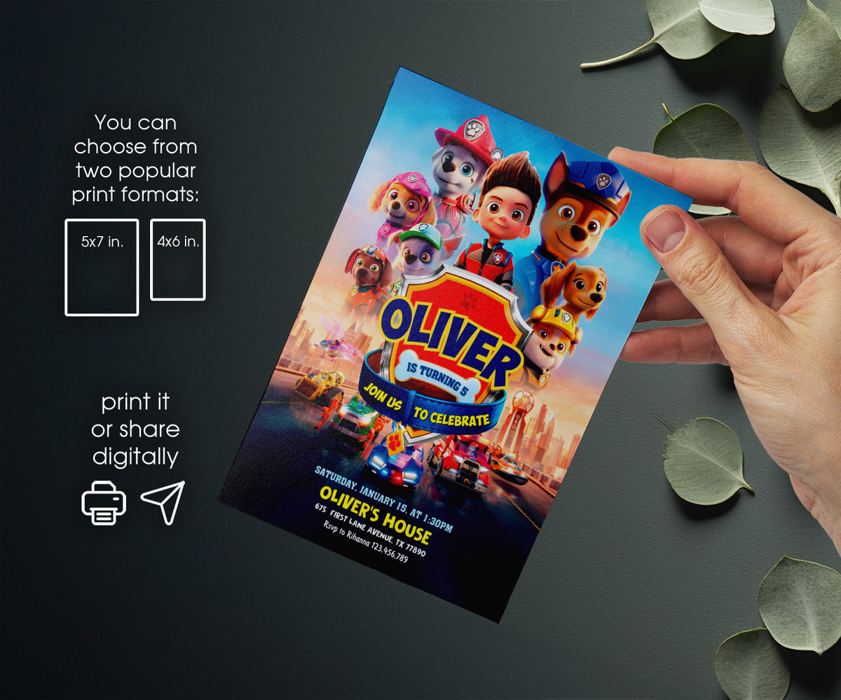 PAW Patrol customizable invitation template | Share or Print | AH749