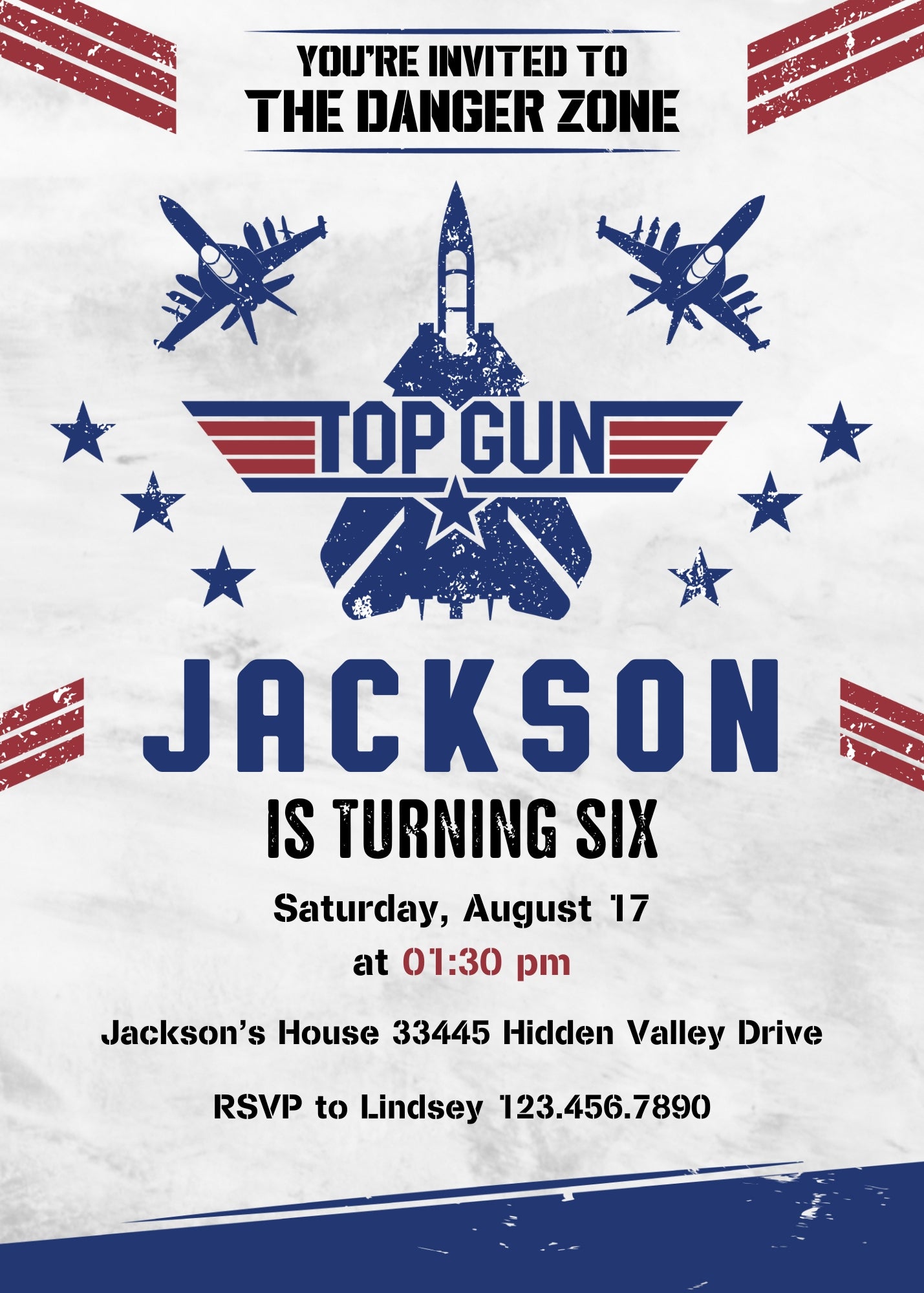 Top Gun Maverick Jet Fighter customizable invitation template | Share or Print | boy | AQ134