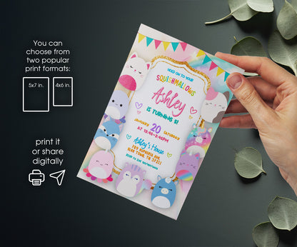 Squishmallows customizable invitation template | Share or Print | VF527