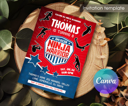 American Ninja Warrior customizable invitation template | Share or Print | ER208