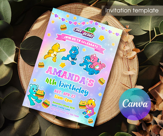 Care Bears customizable invitation template | Share or Print | AX343