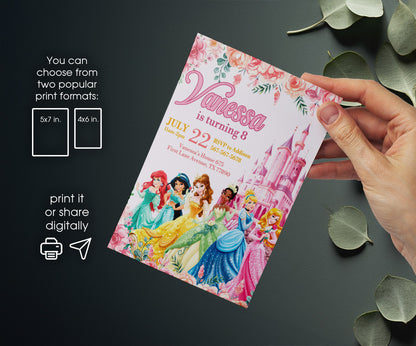 Disney Princess customizable invitation template | Share or Print | girl | WC239