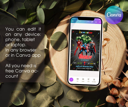 Avengers Marvel Superhero customizable invitation template | Share or Print | boy | NR977