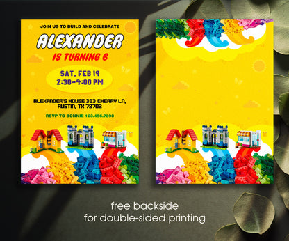 Lego customizable invitation template | Share or Print | YV418