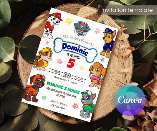 PAW Patrol customizable invitation template | Share or Print | JK943