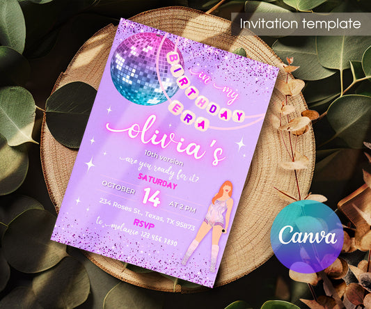 Taylor Swift Eras Tour customizable invitation template | Share or Print | girl | WY305
