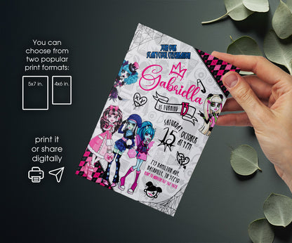 Monster High customizable invitation template | Share or Print | girl | AI111