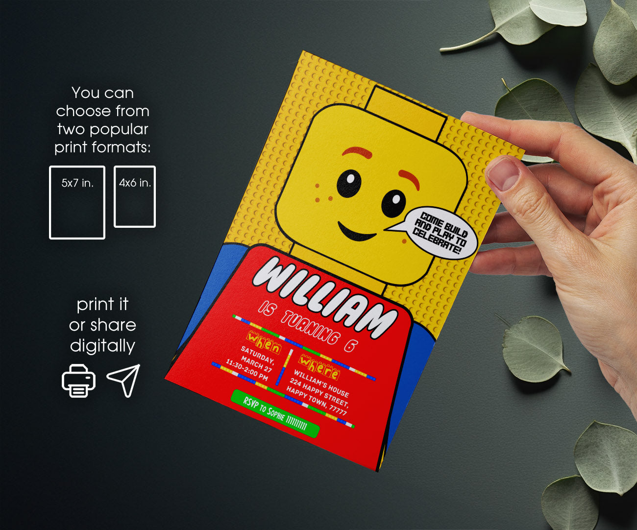 Lego customizable invitation template | Share or Print | QQ280