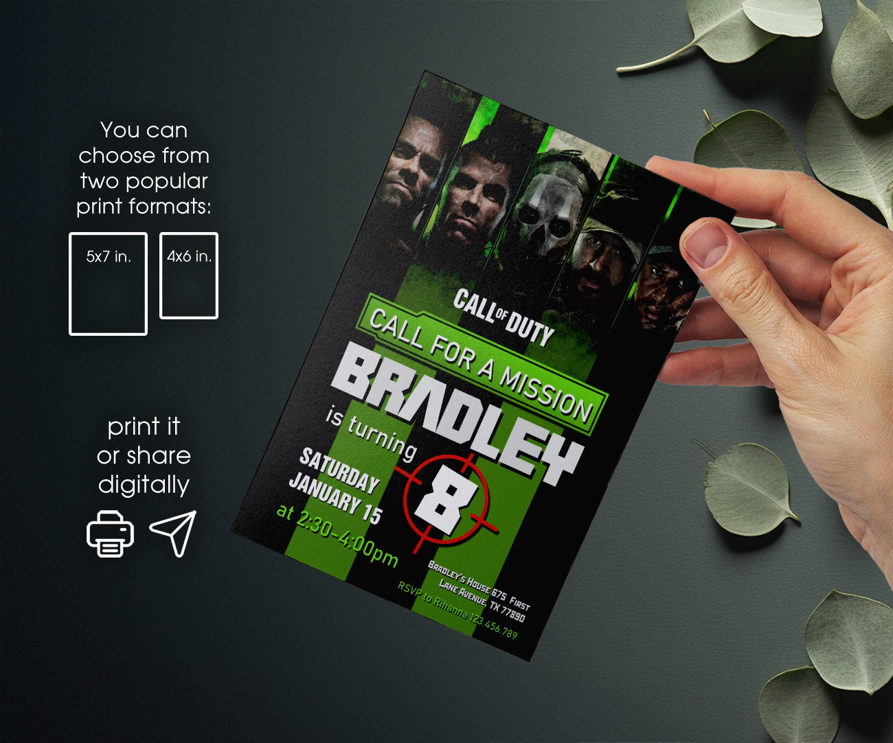 Call of Duty Gamer customizable invitation template | Share or Print | boy | OO517